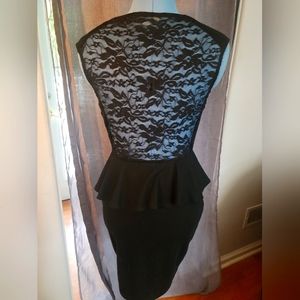 Sheer lace back dress in black size S